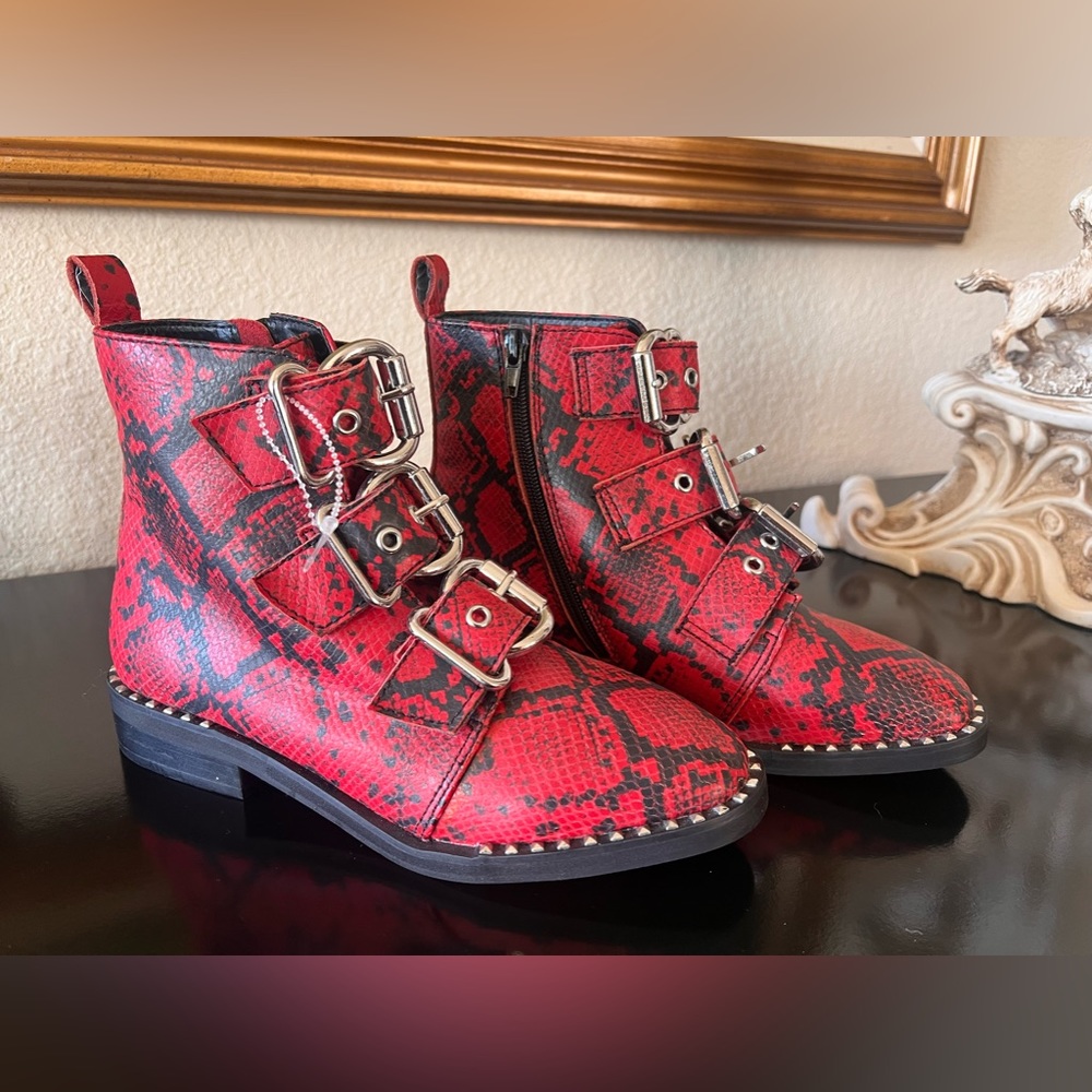 Steve Madden Red Leather Booties